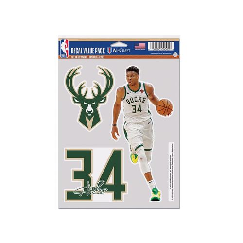 STICKERS WINCRAFT MILWAUKEE BUCKS MULTI USE 3 FAN GIANNIS ANTETOKOUNMPO UNISEX